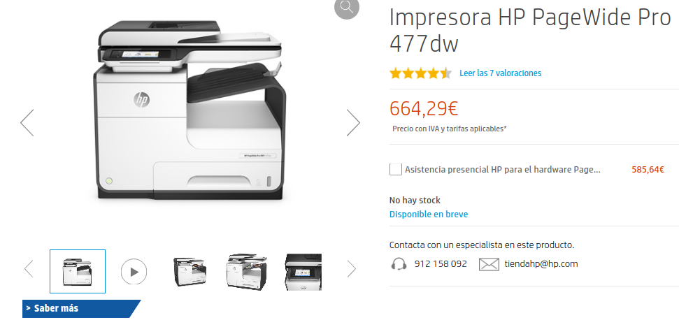 Precio Impresora HP PageWide Pro 477dw