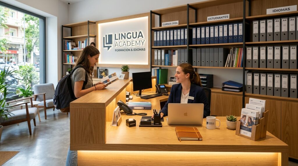 Material de oficina y equipamiento B2B para academias y centros de formación.