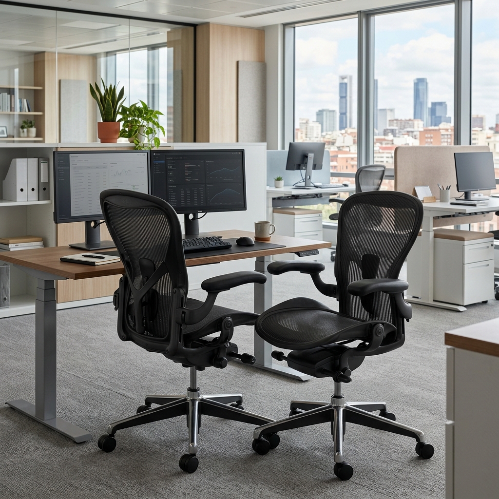 Silla de escritorio ergonómica de gama alta en oficina moderna