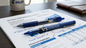 Comparativa de bolígrafos Pilot G-2 de tinta gel y Pilot V5 de tinta líquida sobre documentos de oficina